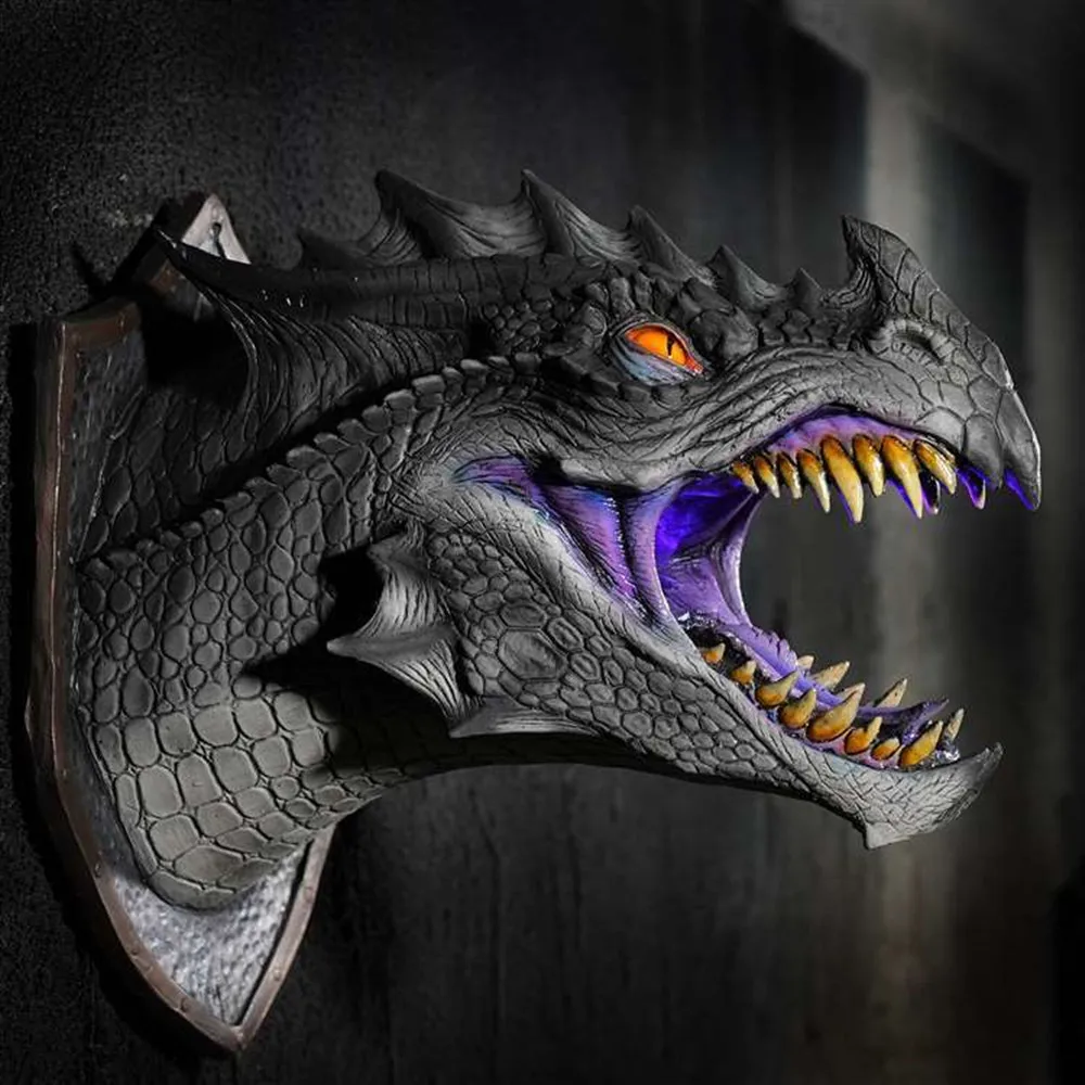 3D Дракон Настенный Дым Свет Динозавра Настенная Художественная Скульптура