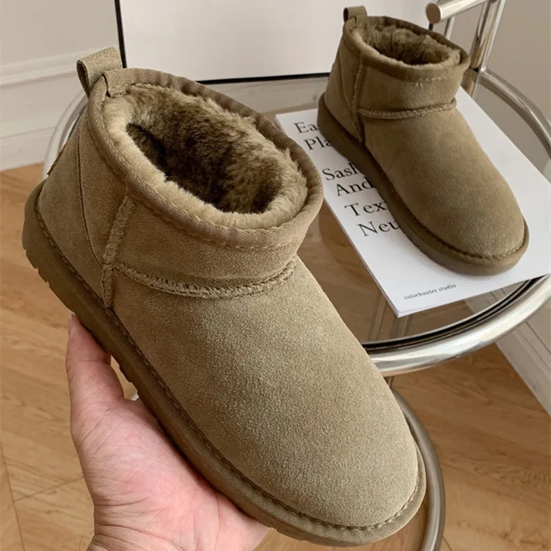 Snow Boots Fur One Winter 2023 Plus Velvet Platform Anti-slip Booties For Men And Women Couples 41-44 Plus Size Booties Women