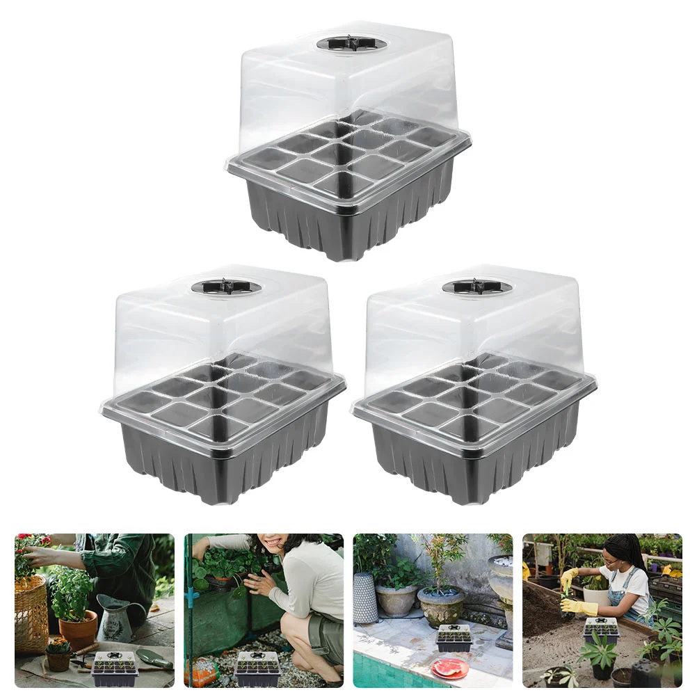 

3pcs Breathable Nursery Boxes Plant Flower Growth Boxes Plastic Gardening Trays
