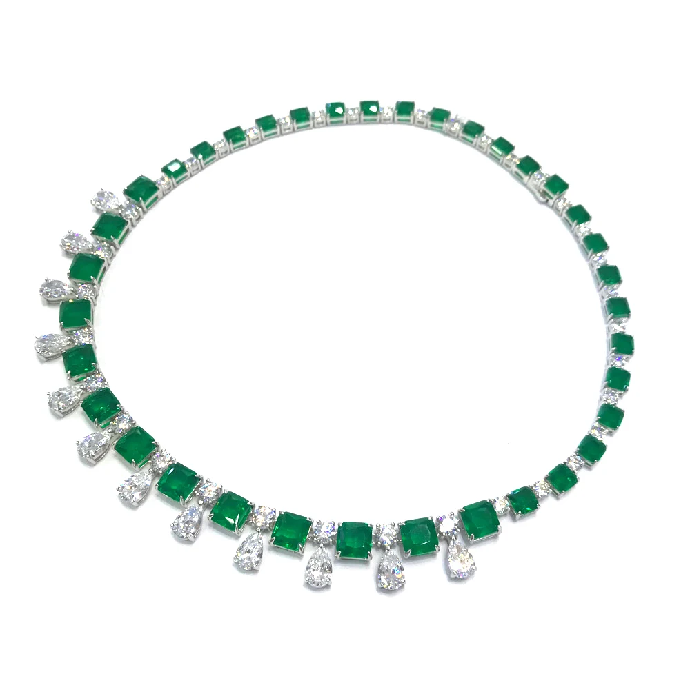 CSJ роскошное ожерелье из стерлингового серебра 925 пробы созданное изумрудом
