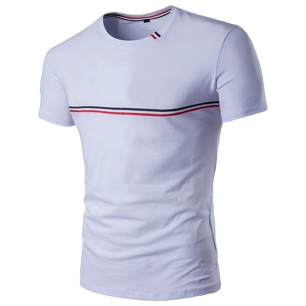 

Мужская полосатая тонкая Однотонная футболка с коротким рукавом для мужчин