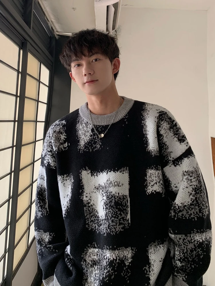 

C Y Autumn Winter Trend Round Neck Men's Pullover Loose Versatile 2023 New Fashion Round Neck Long Sleeve Male Sweater 9A5178