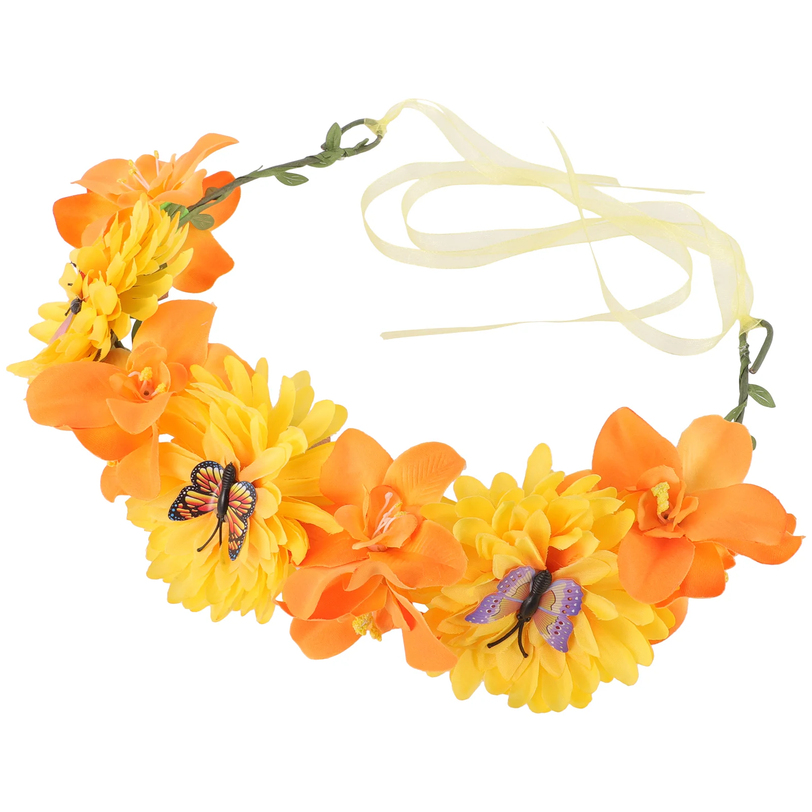 

Butterfly Flower Headband Bohemia Wreath Crown Floral Hairband Faux Artificial Garland