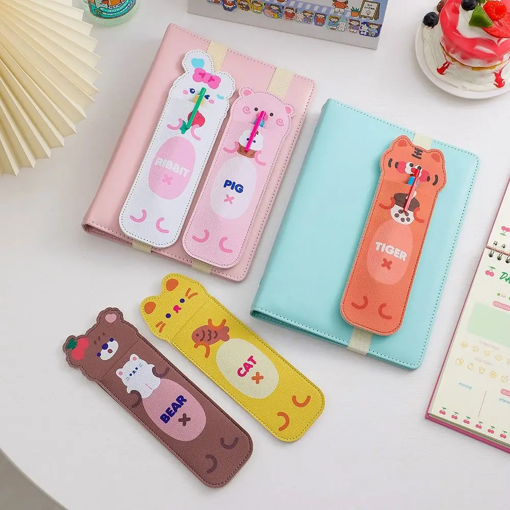 

2pcs Hot Sale Office Meeting Portable Pu Leather Pencil Case Pen Clip Pen Bag Pen Holder