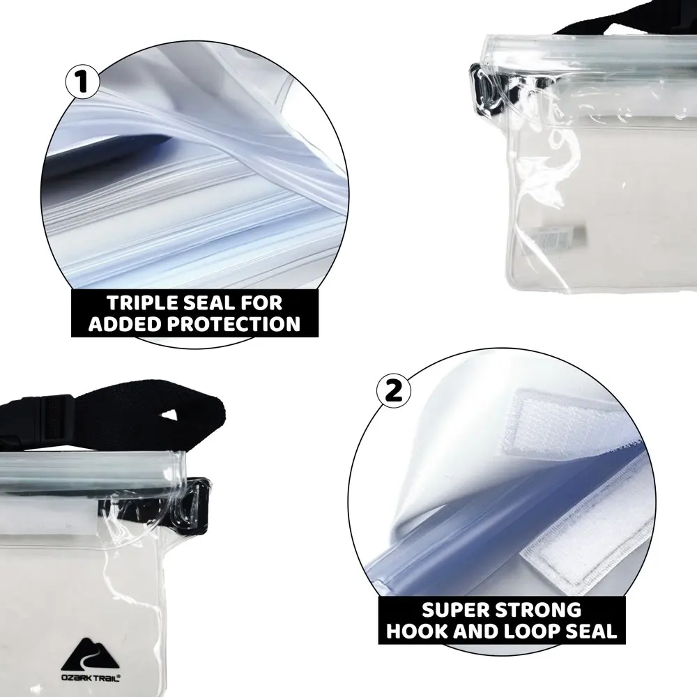 Transparent 8.75 In. x 8.5 In. Waterproof Dry Bag with Carabiner and Adjustable Strap