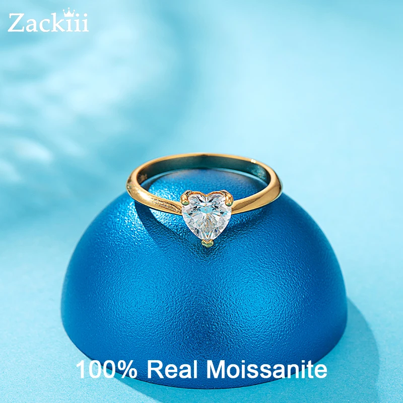 

2CT Heart Cut Moissanite Ring 18K Gold Plated Sterling Silver Solitaire Wedding Band Love Promise Rings For Women Fine Jewelry