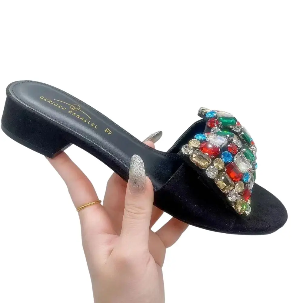 Luxury Top Brand Cross Strap Slides Home Footwear Women Shoes Summer Slippers Low Heeled Mules Italian Slippers Lady Girls