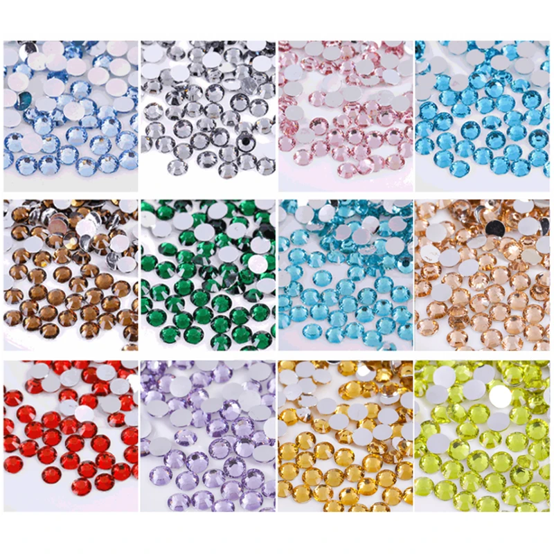 

1000pcs 2mm/3mm4mm Flatback Resin Rhinestones Non Hot Fix Crystals Glitters Strass Clothes Decor Gem Nail Art Accessories