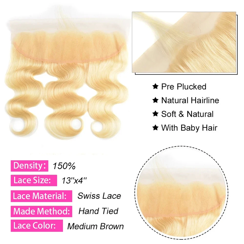 Body Wave 613 пряди с застежкой 13x4 фронтальная сетка 3 искусственными бразильскими