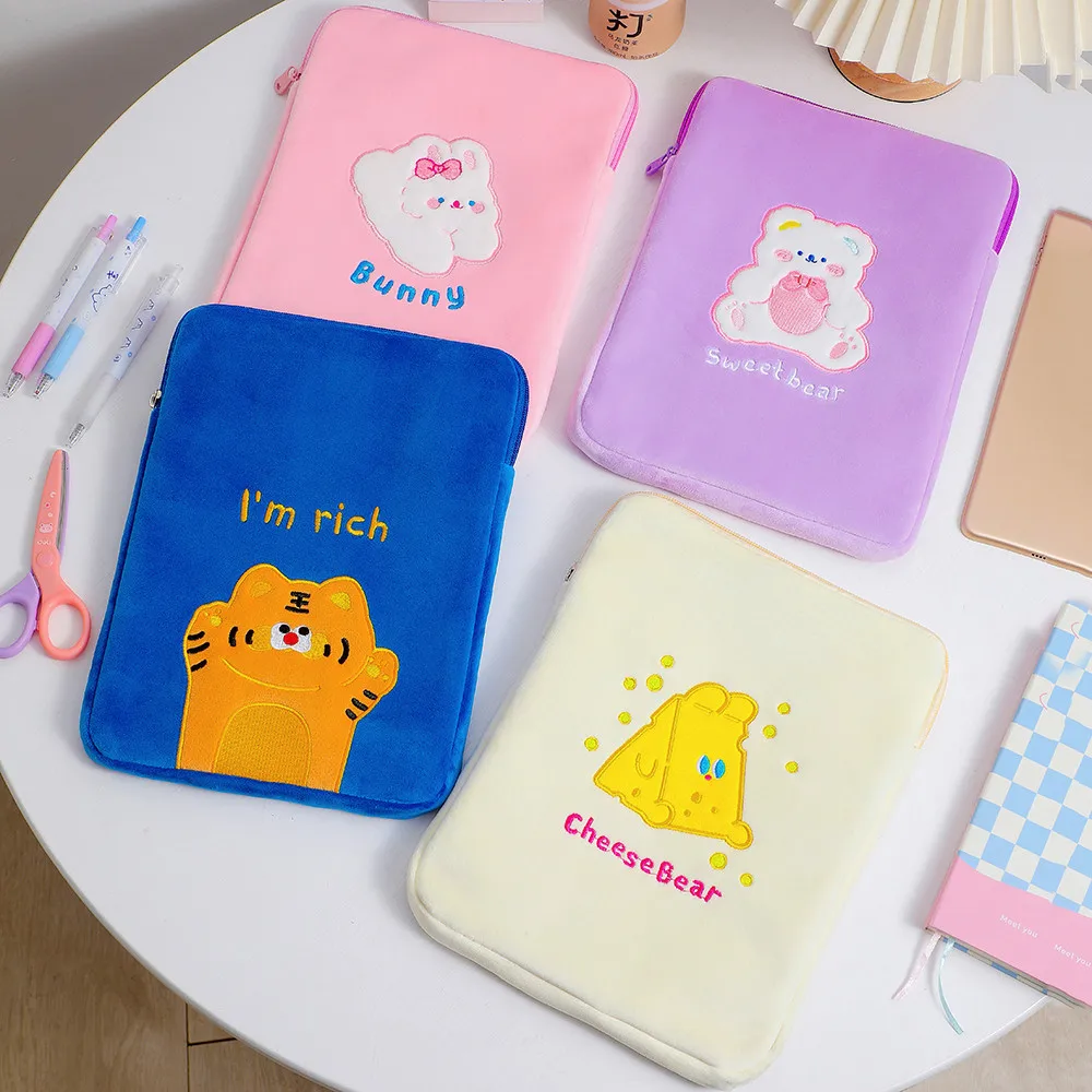 Kawaii Bear Cheese Laptop Tablet Case 9.7 10.5 10.8 11 Inch Ipad Storage Pouch for Mac Pro Tiger Rabbit Ipad Sleeve Inner Bag