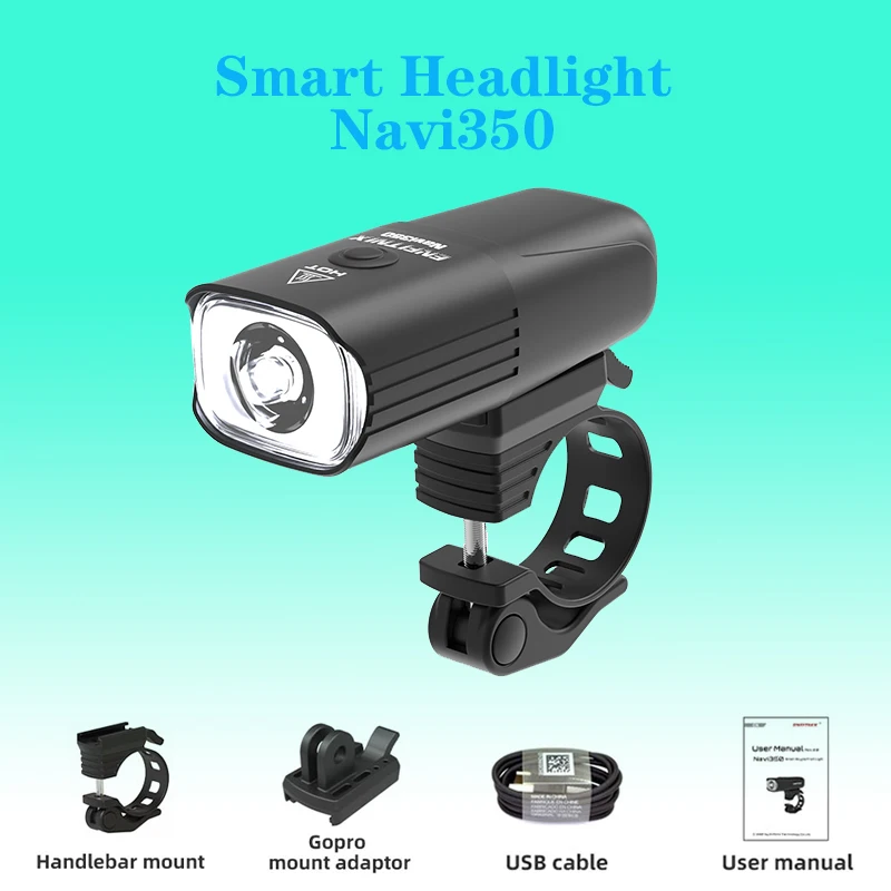 

Умный велосипедный передний фонарь Enfitnix Navi350, велосипедный Головной фонарь, водонепроницаемый велосипедный фонарь с USB-зарядкой, фонасвети...