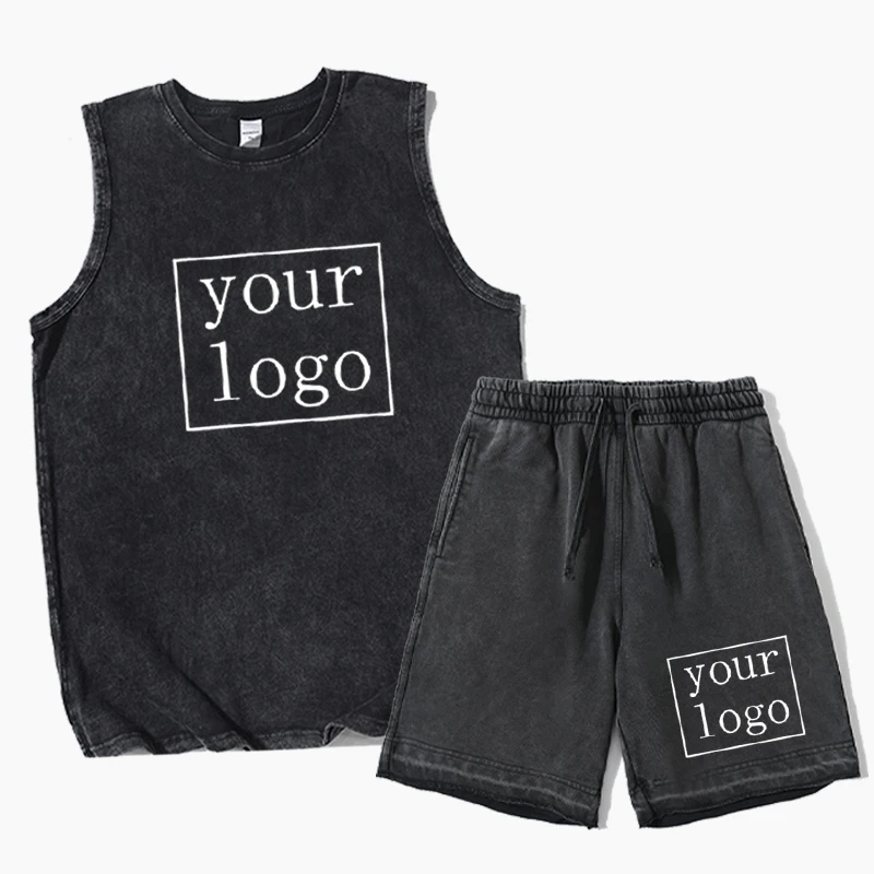 Customized Printed T Shirt + Shorts 2-piece Set Harajuku Men's Tee DIY Your Like Photo Logo Sports Suit Fashion Cool Custom Sets