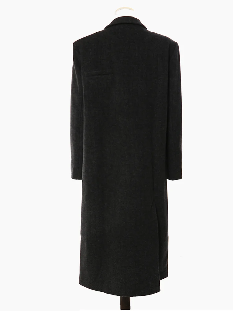 

Black Blends Fashion Full Sleeve Pocket Goddess Fan Small Fresh Casual 2023 Winter Loose Blend Coat
