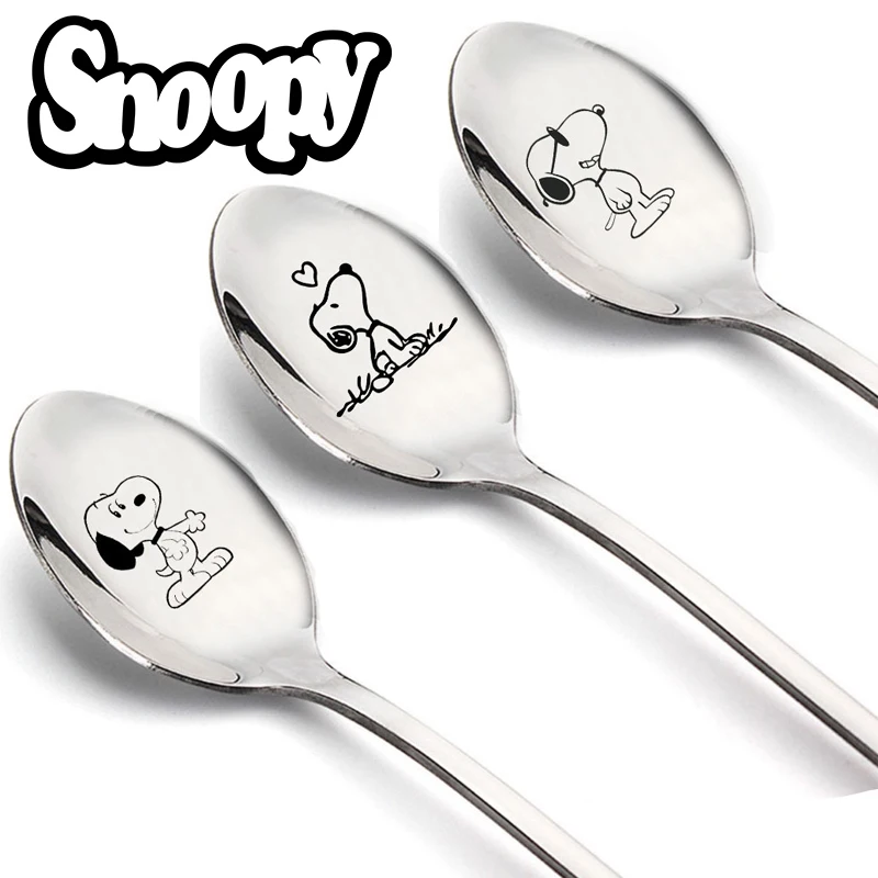 Ложка из нержавеющей стали Snoopy аниме мультяшные кавайные фигурки ковш детский