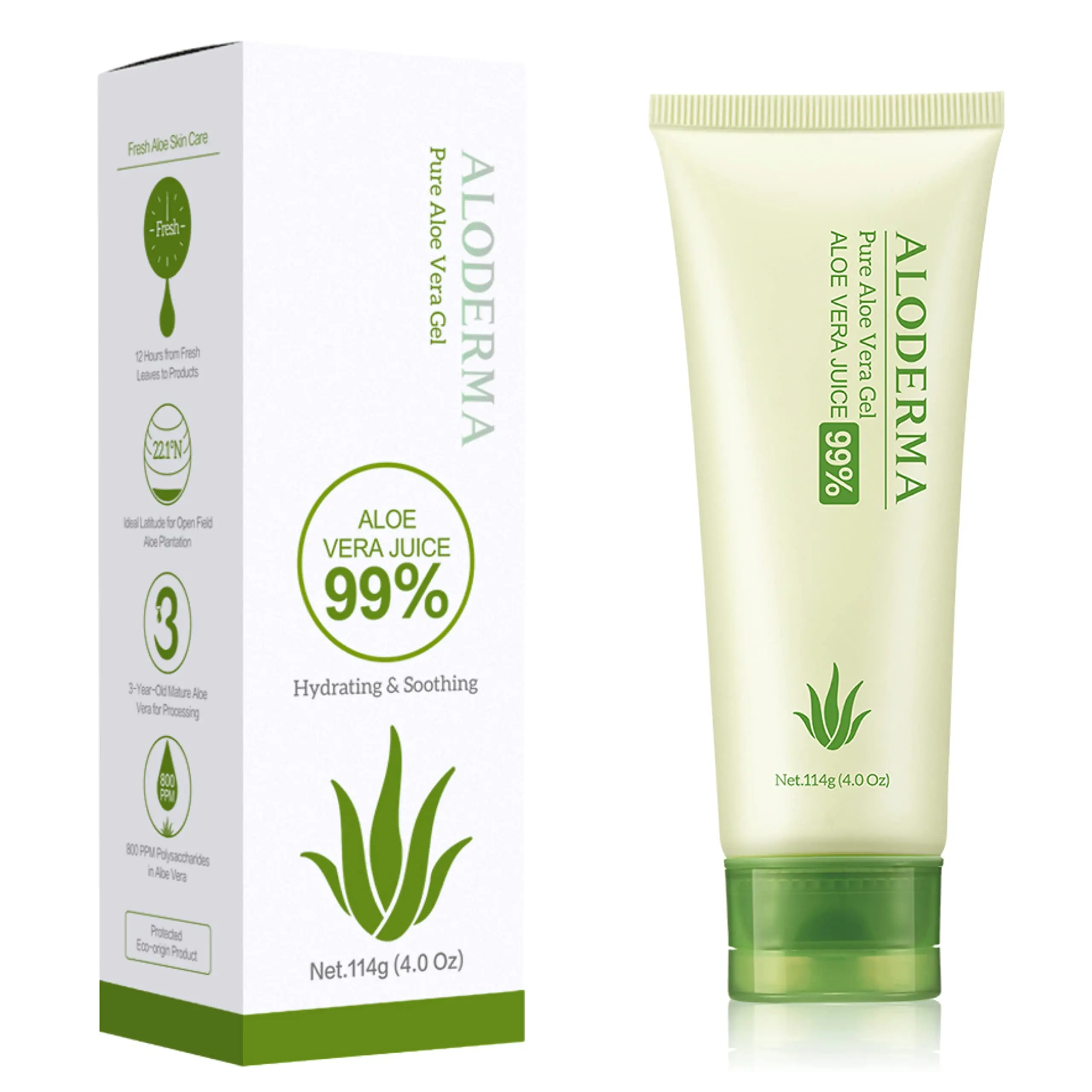 Aloderma 99% Organic Aloe Vera Gel, Bottled within 12 Hours of Harvest 114g No Powder Concentrates or Water Added