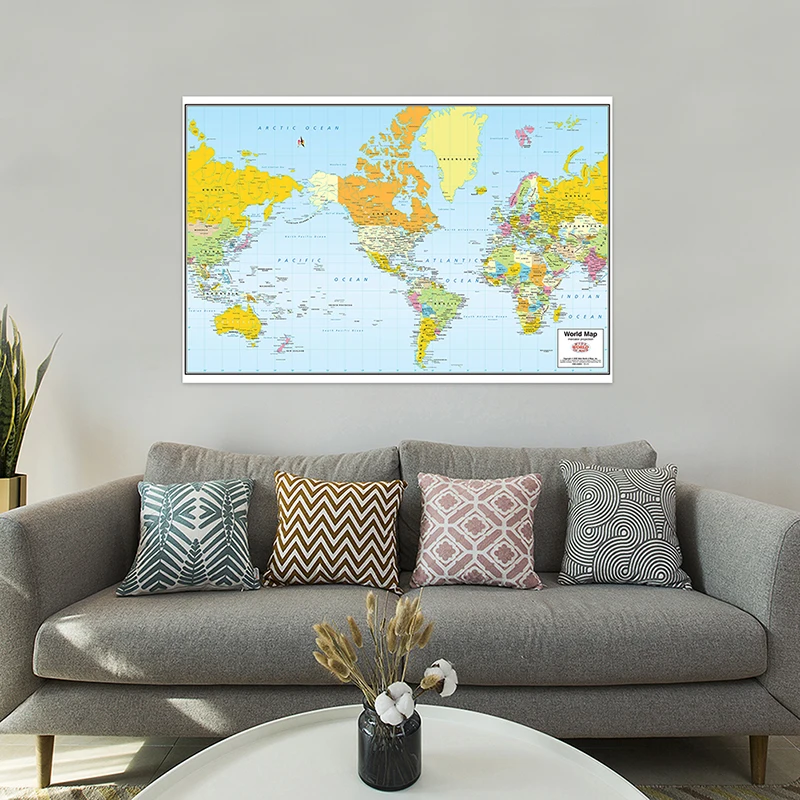 

Карта мира Mercator проекция без национального флага для путешествий и поездок 150x225 см