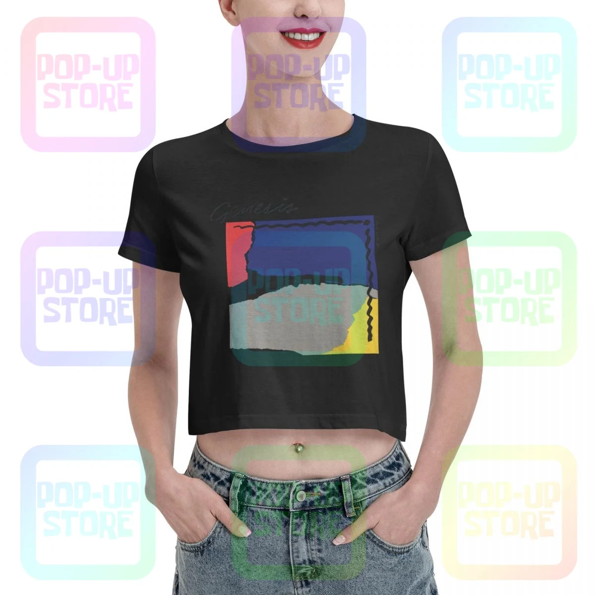 Женский укороченный топ Genesis Abacab Rock N Roll с музыкальной группой, футболка, милая Повседневная Винтажная футболка, лидер продаж