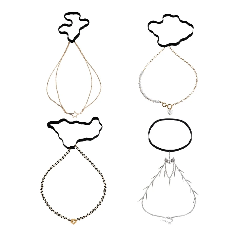 

50JB Shape/ Beads Thigh Chain Summer Eye-Catching Elastic Leg Chain for Girls