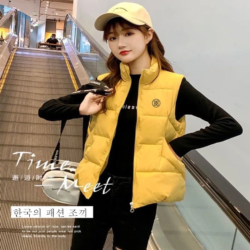 2022 Casual Women's South Korean Fashion Waistcoat Zipper Vest Down Cotton Winter Ladies Windproof Thermal Vest Jacket
