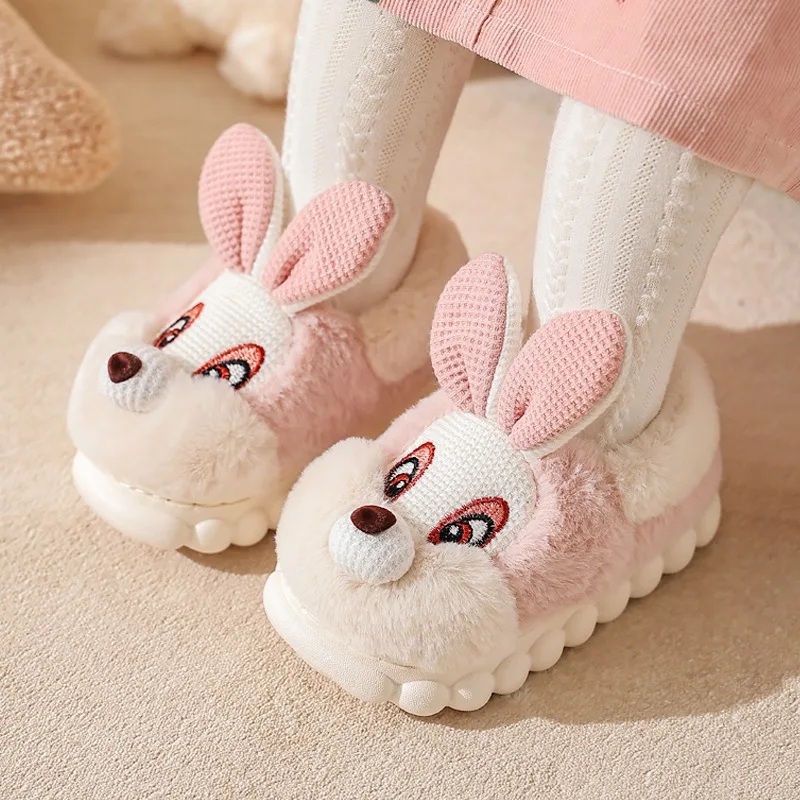 

Fashion Children's Cotton Slippers Winter Cute Girls Coral Fleece Slippers Indoor Thick Bottom Warm Parent-child Cotton Shoes