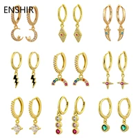 enshir luxury star moon geometric pendant earrings piercing hoop earrings for women jewelry