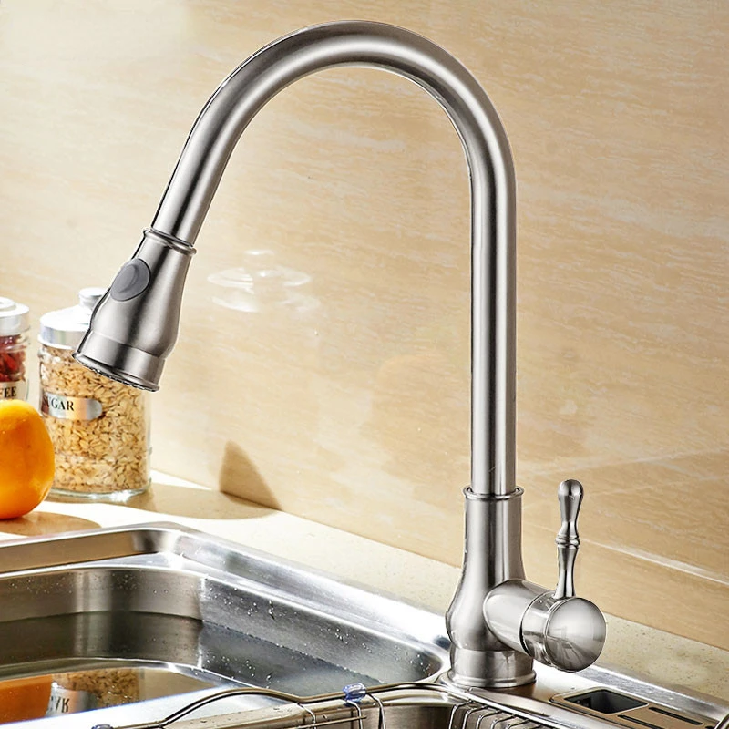 

Кухонный черный смеситель выдвижного типа вращается на 360 °, кран для холодной и горячей воды, полностью медный смеситель для раковины с овощами