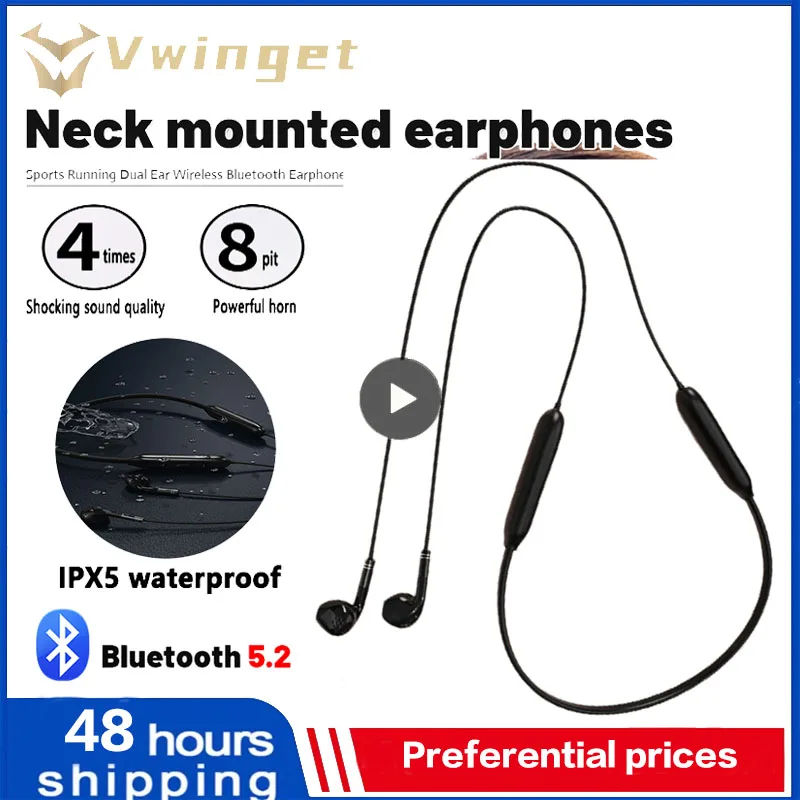 

9d Bluetooth Headset Wireless Binaural Stereo Wireless Headphones Magnetic Headband Neck On-ear Running New Sports Headphones