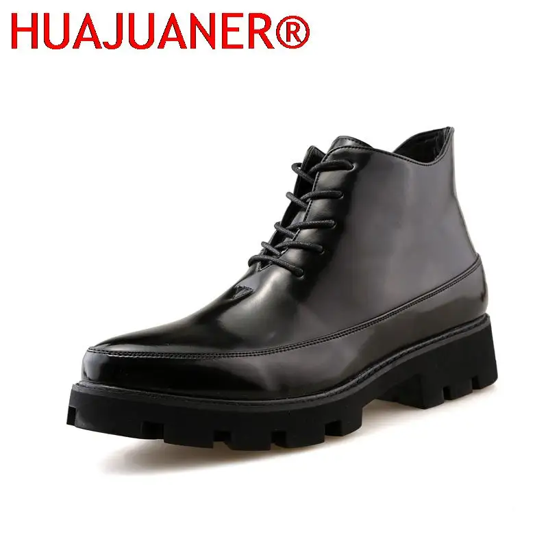 

Men Casual Natural Leather Boots High Top Motorcycle Boots Men Non-Slip Cowboy Botas Lace-up Hiking Shoes Bota Masculina