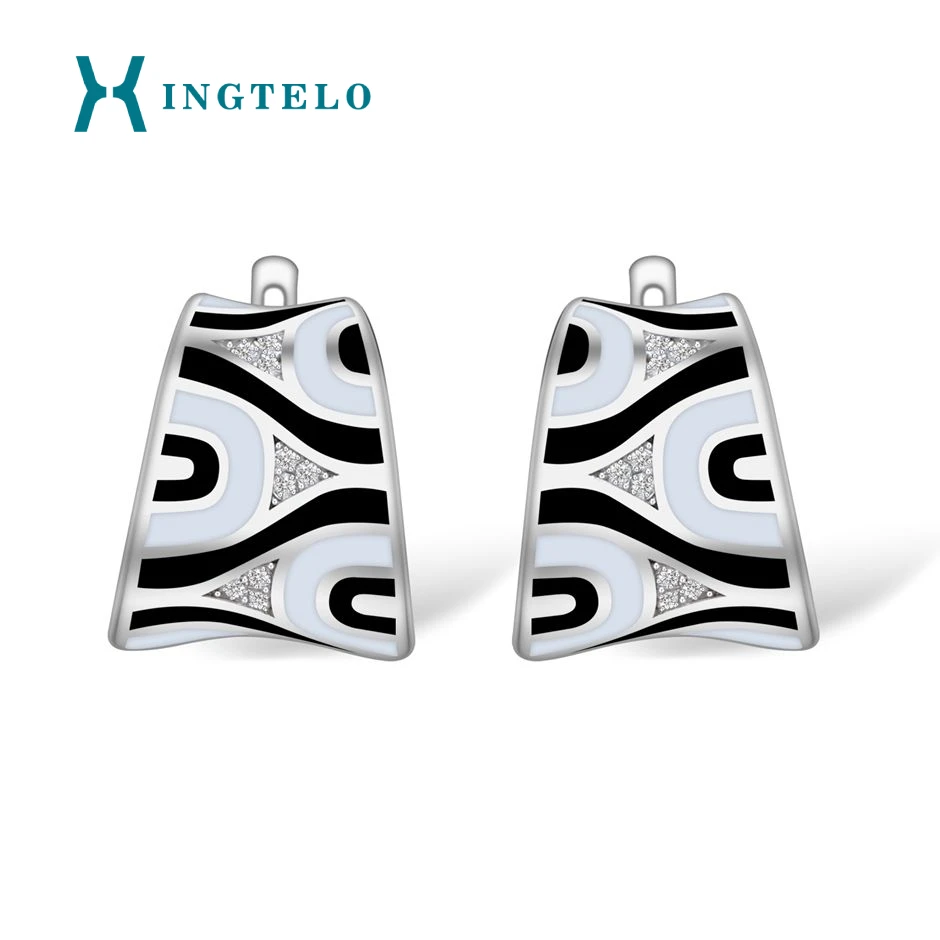 

XINGTELO 925 Sterling Silver Bridal Stud Earrings Romantic Wedding Accessories for Girls Enamel Crystal Silver Earrings