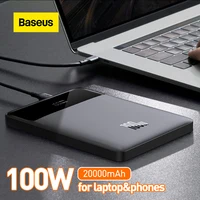 Baseus 100W Power Bank 20000mAh Type C PD Fast Charging Powerbank Portable Charger External Battery for Notebook Phones Tablets