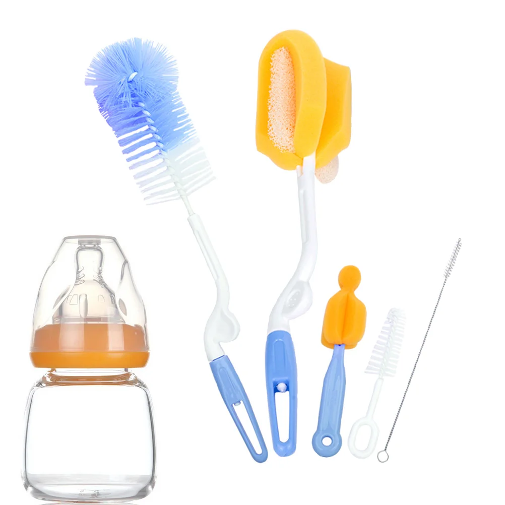 

5Pc Baby Bottle Brushes Washing Multifunctional Durable Cleaning Sponge Cleaner for Straw