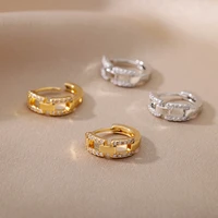 zircon twist chain hoop earrings for women stainless steel geometric heart rhombus twist wrapped earrings classic jewelry gift