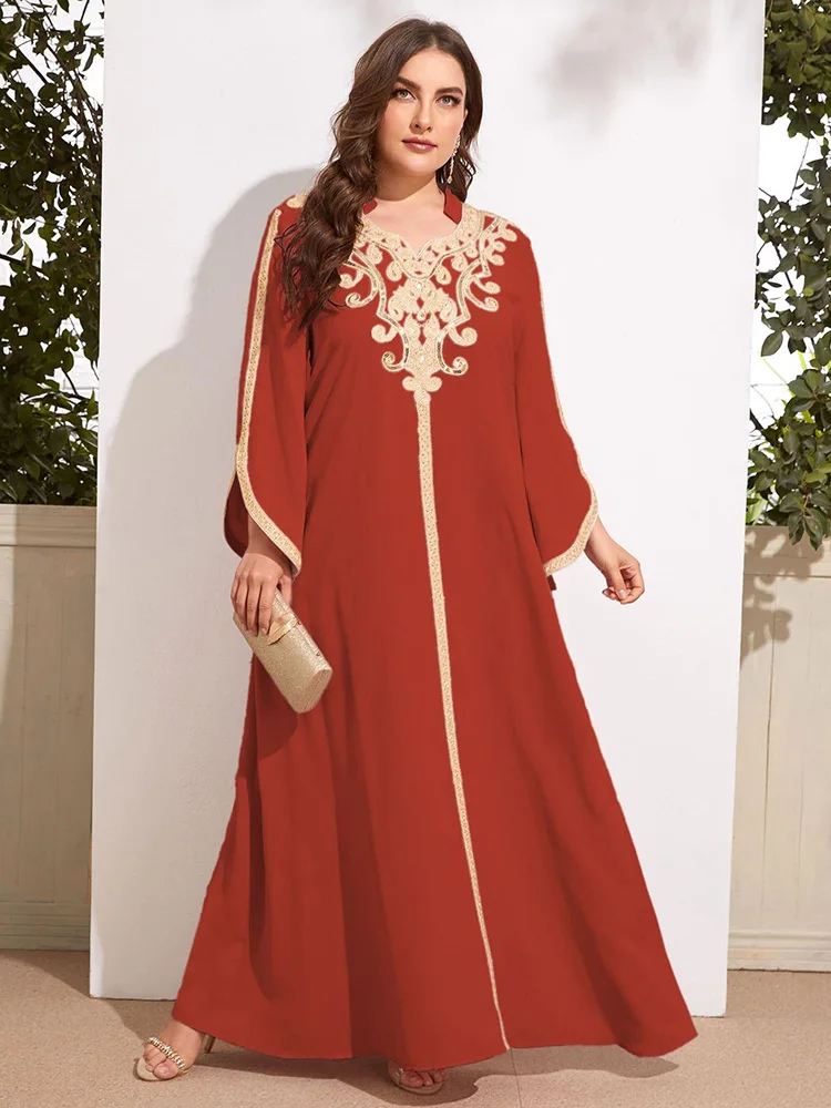 

TOLEEN Women Plus Size Maxi Dresses 2023 New Autumn Casual Elegant Long Sleeve Abaya Arabic Muslim Turkey Evening Party Clothing