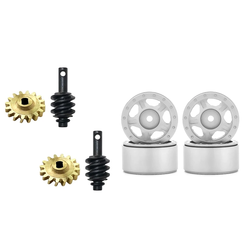 

2 Set RC Car Part: 1 Set Steel Front Rear Axle Gears Overdrive Differential Gears & 1 Set Metal Wheel Hub Rim