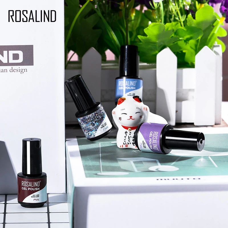 Гель-лак для ногтей ROSALIND 80 цветов пластиковая бутылка базовое и верхнее покрытие