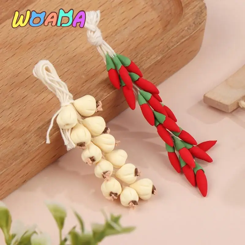 

1String 1:12 Dollhouse Miniature Garlic Chili Condiment Model Kitchen Food Accessories For Doll House Decor Kids Play Toys