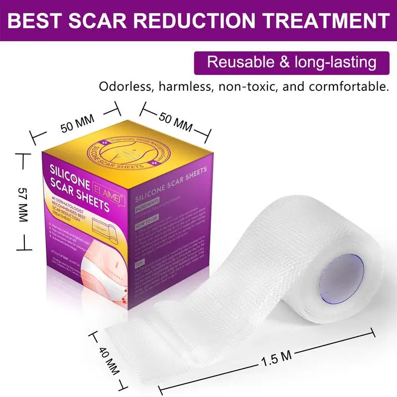 

Silicone Scar Sheets Stretch Marks Remover Reusable Sheets 59 X1.6 Removal For Old & New Scars Effective For Scars Caused By