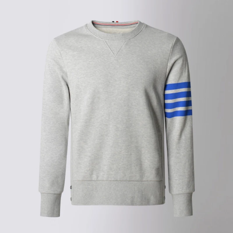 B THOM Sweatshirt 2022 Korean Designer Men's Coats Cotton Loopback Relaxed Fit Blue 4-Bar Crewneck Pullovers Sports Sweatshirts