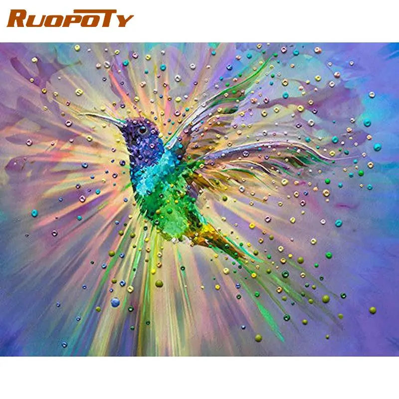 

RUOPOTY Diamond Embroidery Bird Cross Stitch 5D DIY Diamond Painting Picture Rhinestones Mosaic Frame Animals Handicraft