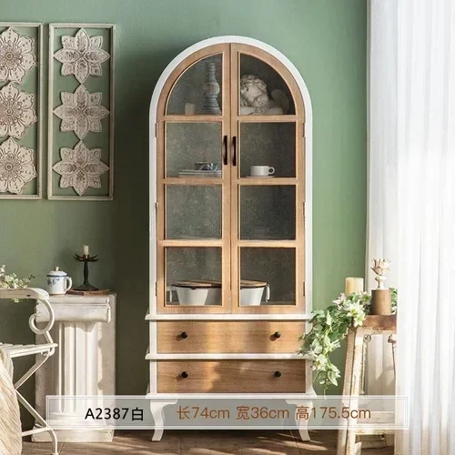 Французский ретро настенный шкаф-витрина из цельного дерева шкафчик для