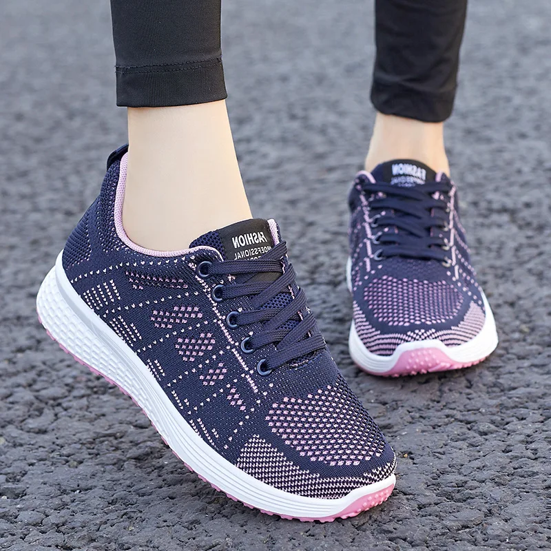 2023 Women Casual Shoes Fashion Breathable Mixed Colors Walking Simple Mesh Light Flat Shoes Woman Sneakers Female Zapatillas De