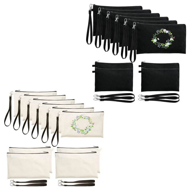 

Сублимационная пустая сумка с молнией, шнурком, термопереносные холщовые сумки для творчества, косметичка, мешочек для ручек, свадебные сувениры M68E, 10 шт.