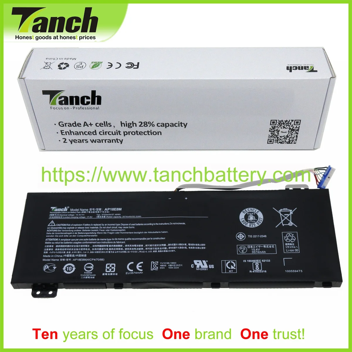 Tanch-baterías de ordenador portátil, para ACER AP18E8M Nitro 5 AN517-51-78YY 5 AN515-44 5 AN517-54 5 AN517-41 5 AN515-56-54GT, 15,4 V,4 celdas