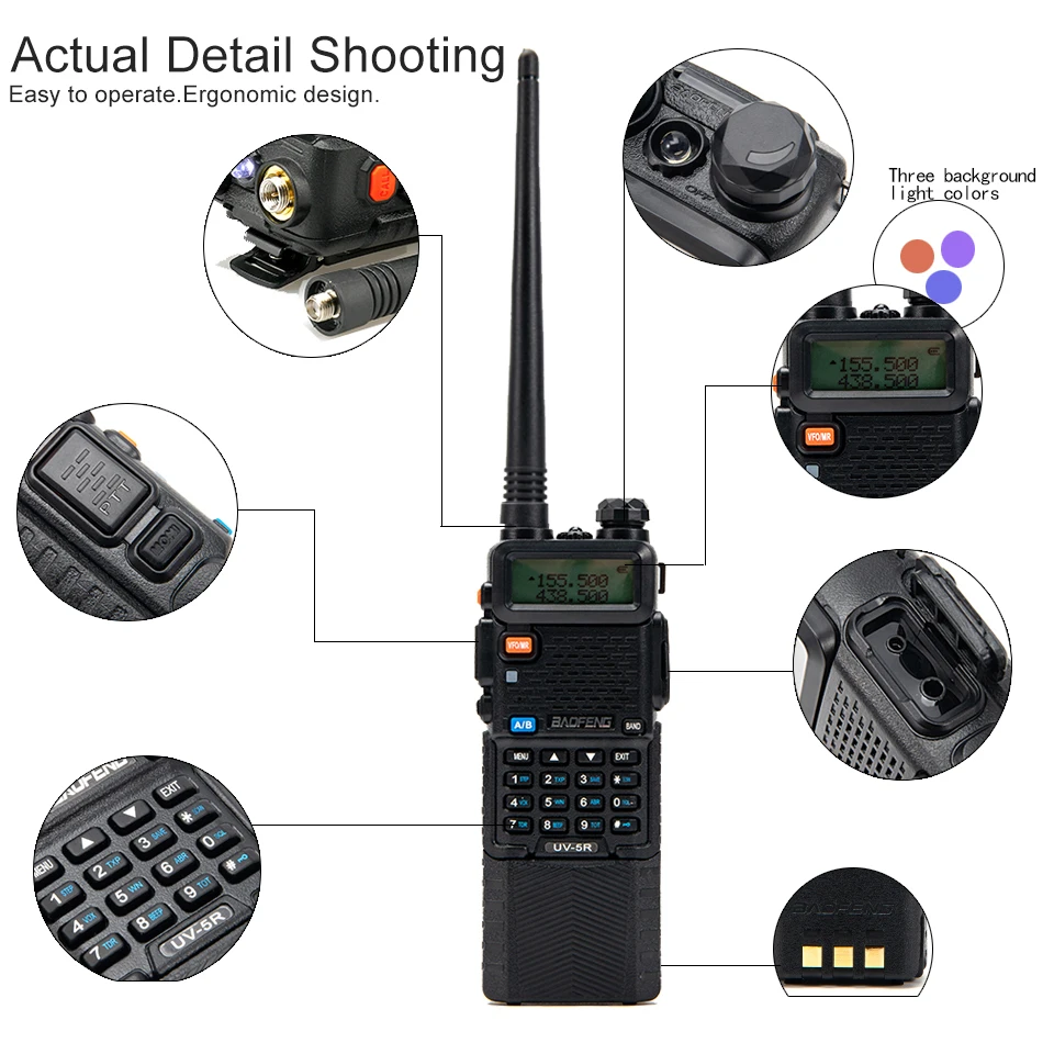 real 8w baofeng uv5r walkie talkie 10km two way radio hunting radio uv 5r baofeng ham radio uv5r fm transceiver amateur radio free global shipping