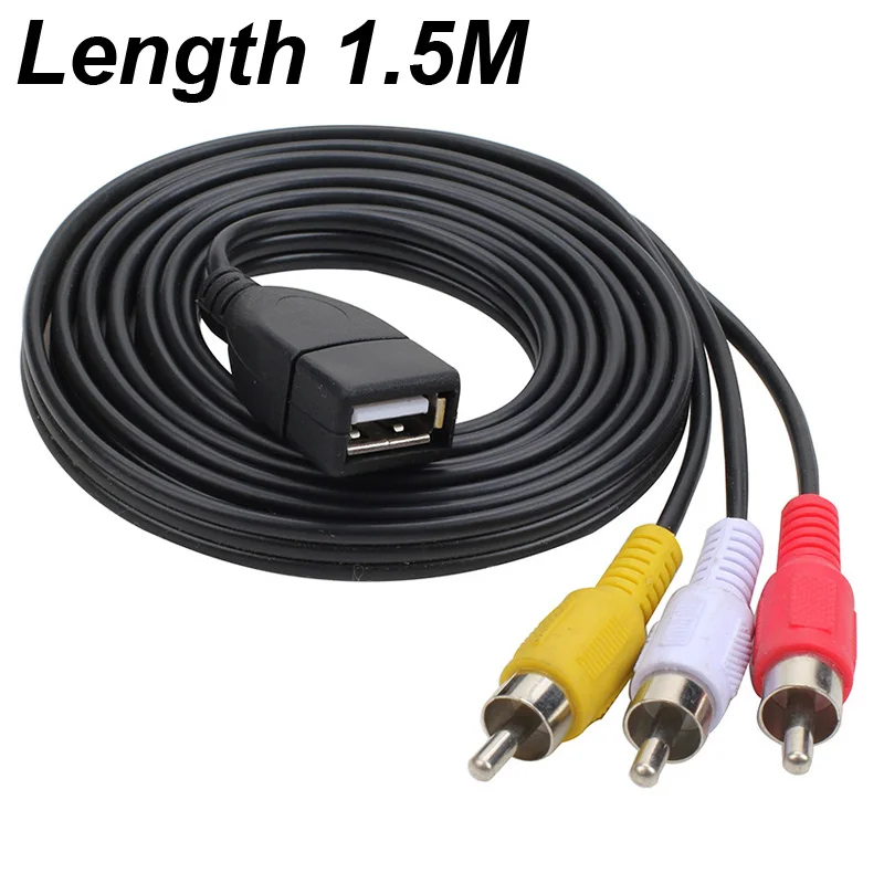 

25CM 5 feet/1.5m USB 2.0 Female to 3 RCA Male Video A/V Practical Camcorder Adapter Great Cable for AV equipment pc Computer