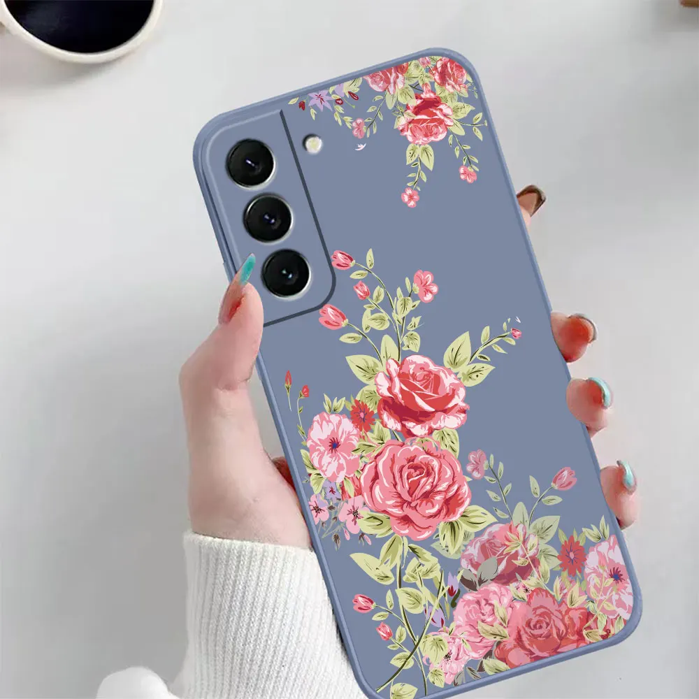 Case For Samsung Galaxy S23 S22 S21 S20 FE S11 S11E S10 S10E S9 S30 Ultra Plus 4G 5G Case Funda Cqoues Shell Pretty Pink Flowers