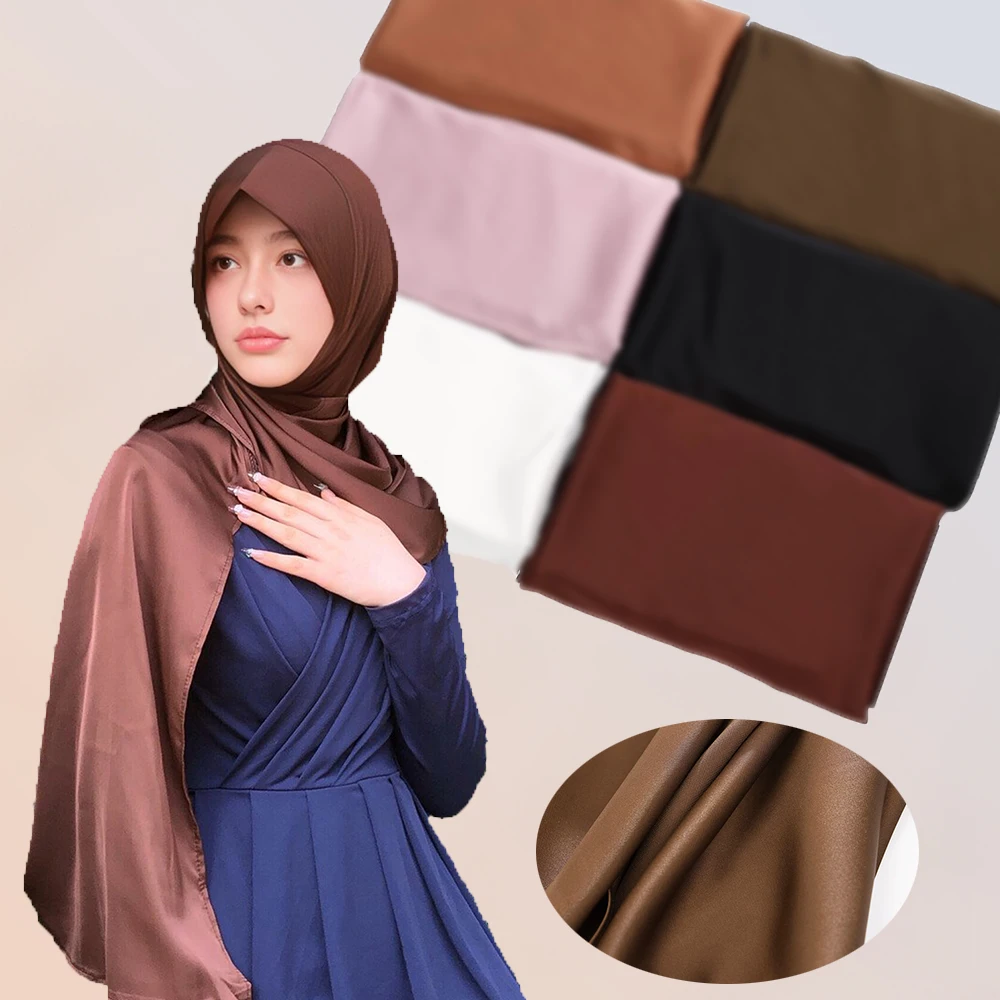 Новинка лета 2024 мусульманская одежда искусственный атласный шарф со стразами