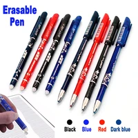 6pcs 10pcs set erasable gel pen 0 5mm needle tip blue black red ink refill rod 4 colors office school writing handle stationery