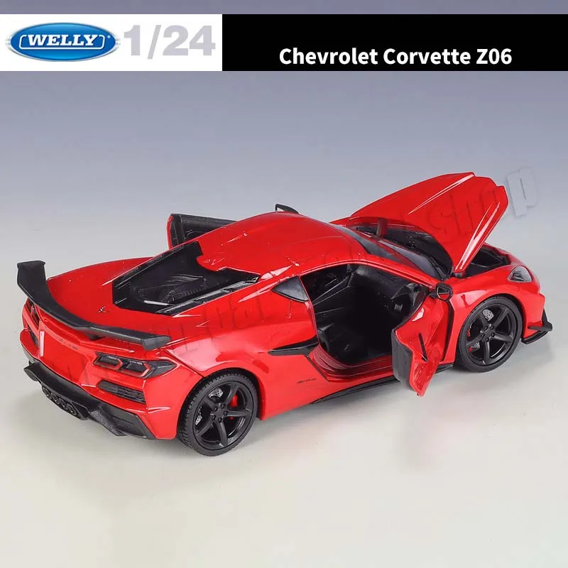 Модель автомобиля WELLY 1:24 2023 Chevrolet Corvette Z06 литой под давлением коллекционная