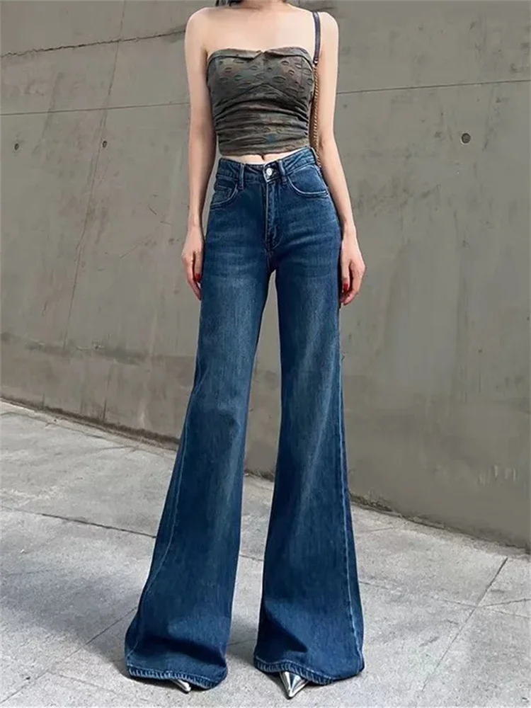 Женские расклешенные широкие джинсы в стиле ретро крутая уличная одежда для